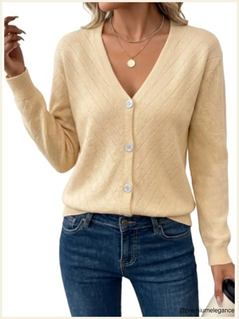 Lightweight V Neck Cardigan Sweater Button Up Knit Long Sleeve Business Casual